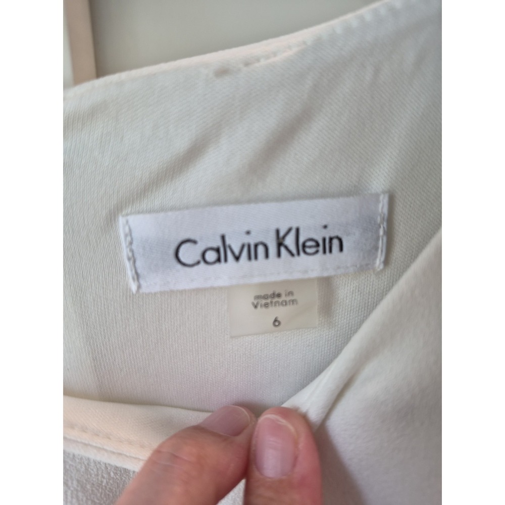 Calvin Klein Women's White Sleeveless A Line Dress Size 6 - Picture 3 of 7